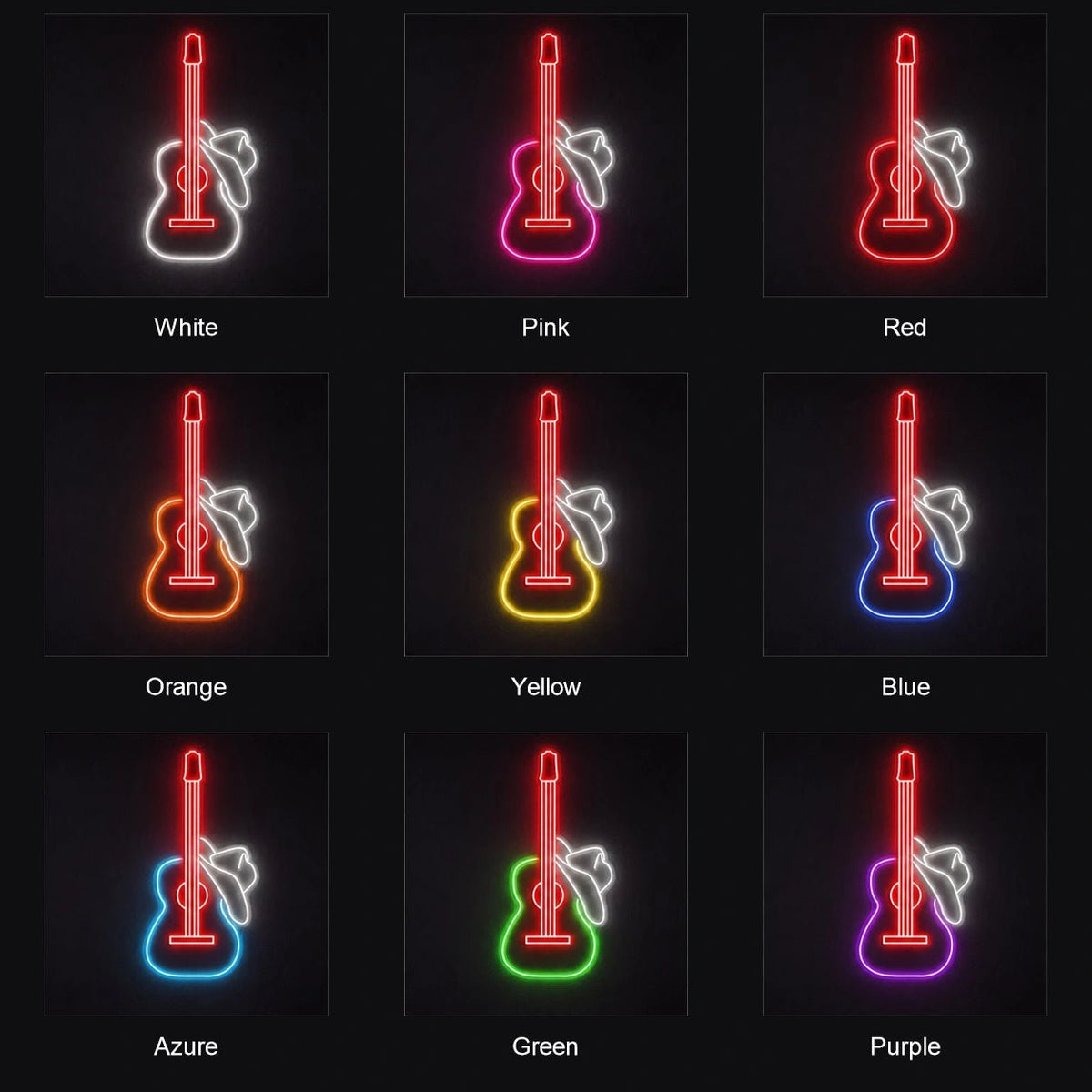 Guitar And Cowboy Hat LED Neon Sign - Shineneon