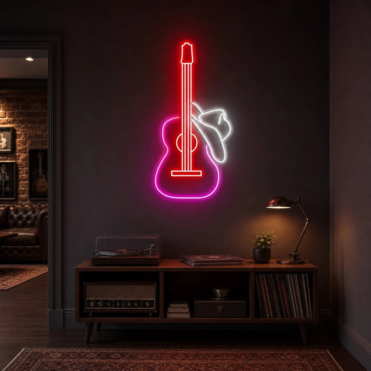 Guitar And Cowboy Hat LED Neon Sign - Shineneon