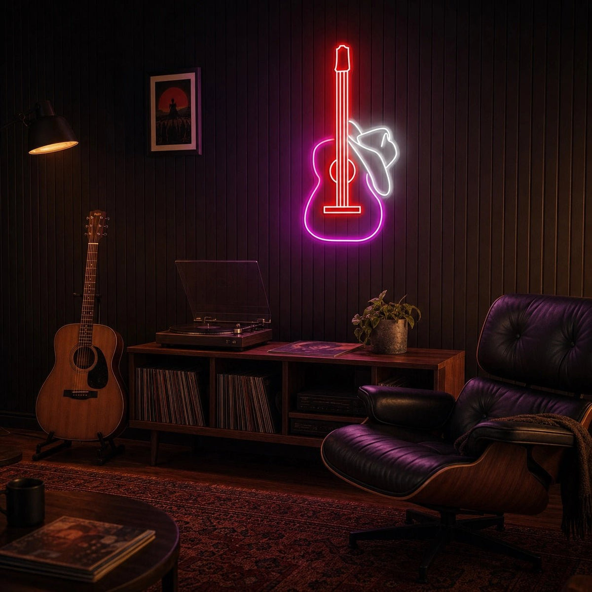 Guitar And Cowboy Hat LED Neon Sign - Shineneon