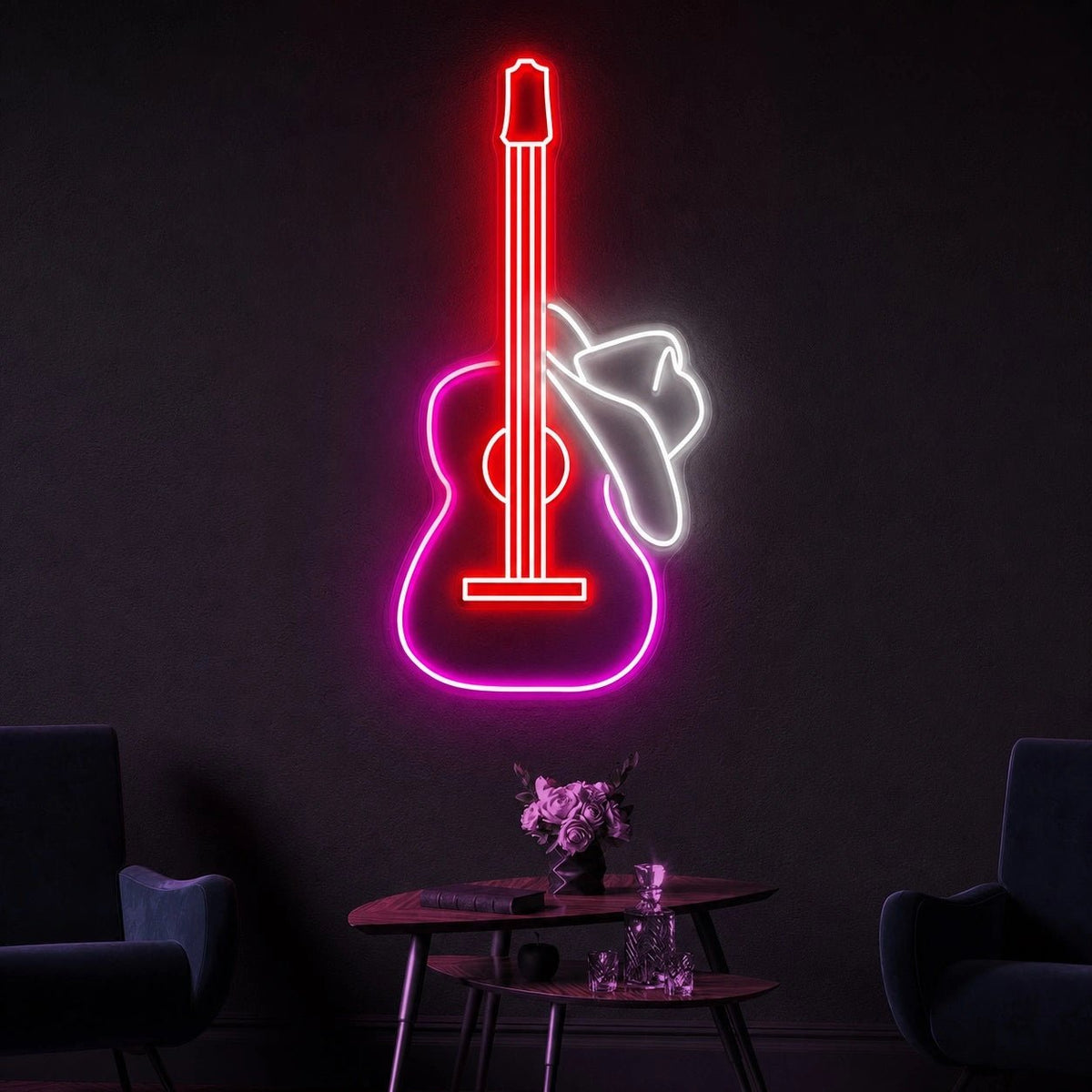 Guitar And Cowboy Hat LED Neon Sign - Shineneon