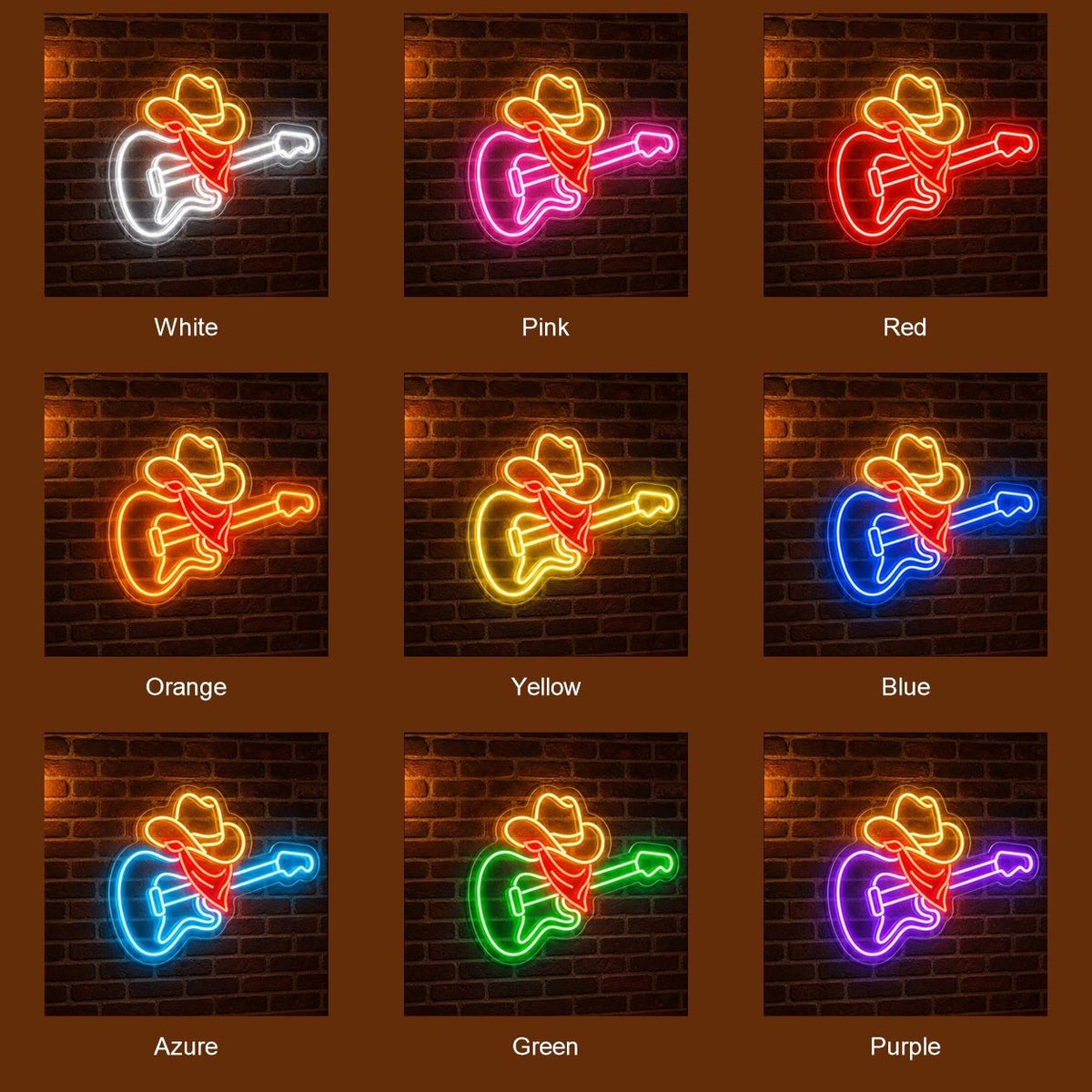 Guitar Cowboy Hat And Bandana LED Neon Sign - Shineneon