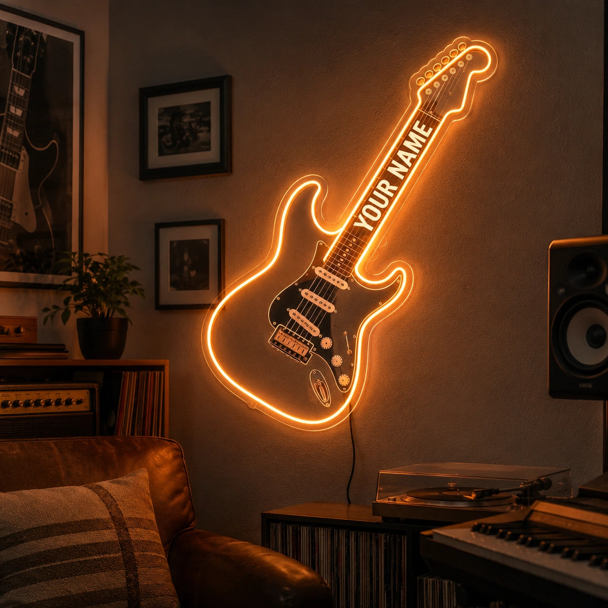 Guitar Studio Neon Sign LED Neon Sign real lifestyle scene