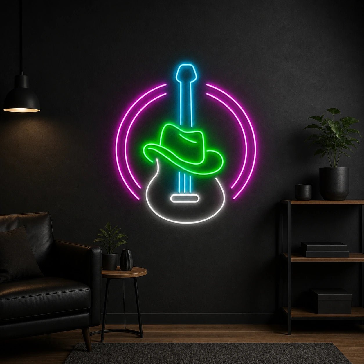 Guitar With Cowboy Hat Man Cave Neon Sign Vintage LED Neon Sign - Shineneon