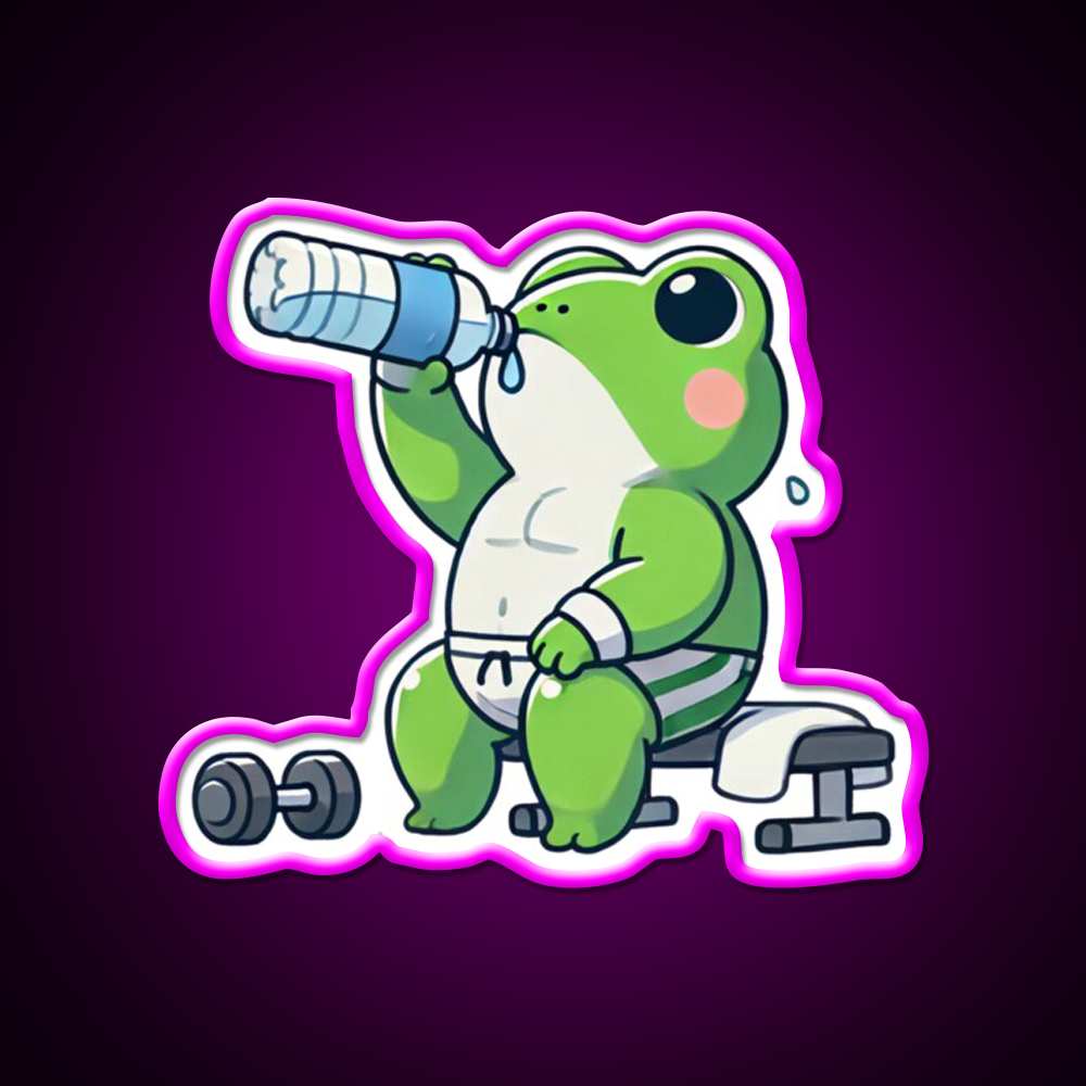 Gym Frog Post Workout Hydration Gym Fitness Led Neon Sign Rgb Color