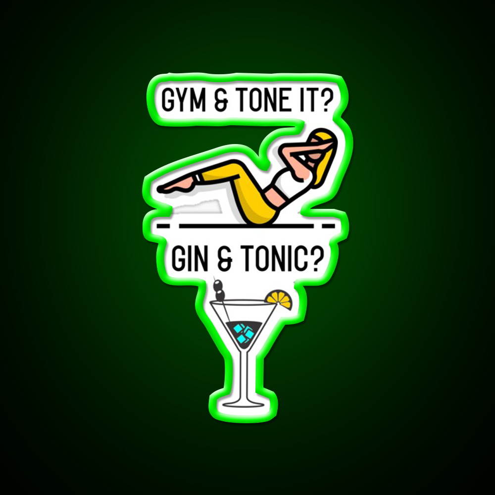 Gym Tone It Gin And Tonic Cocktail Bar Decor Led Neon Sign Rgb Color - LED neon sign view 8