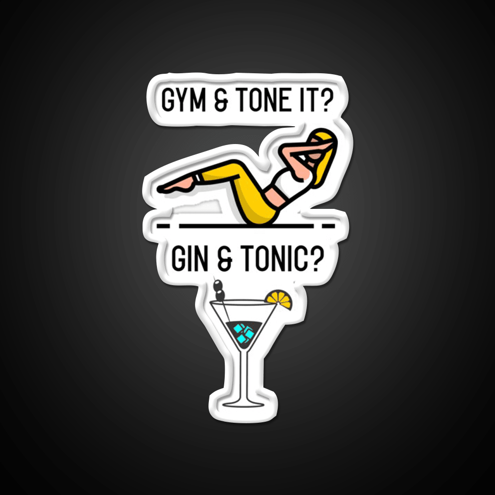 Gym Tone It Gin And Tonic Cocktail Bar Decor Led Neon Sign Rgb Color - Shineneon