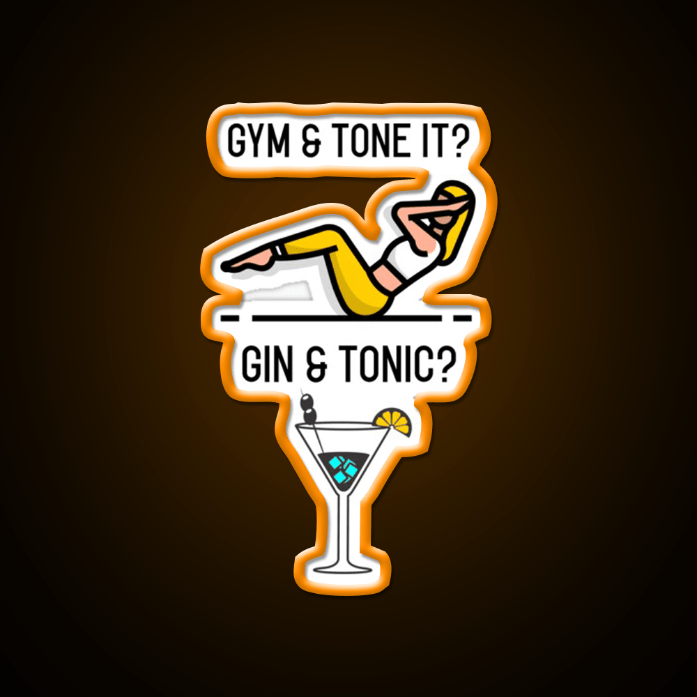 Gym Tone It Gin And Tonic Cocktail Bar Decor Led Neon Sign Rgb Color - Shineneon