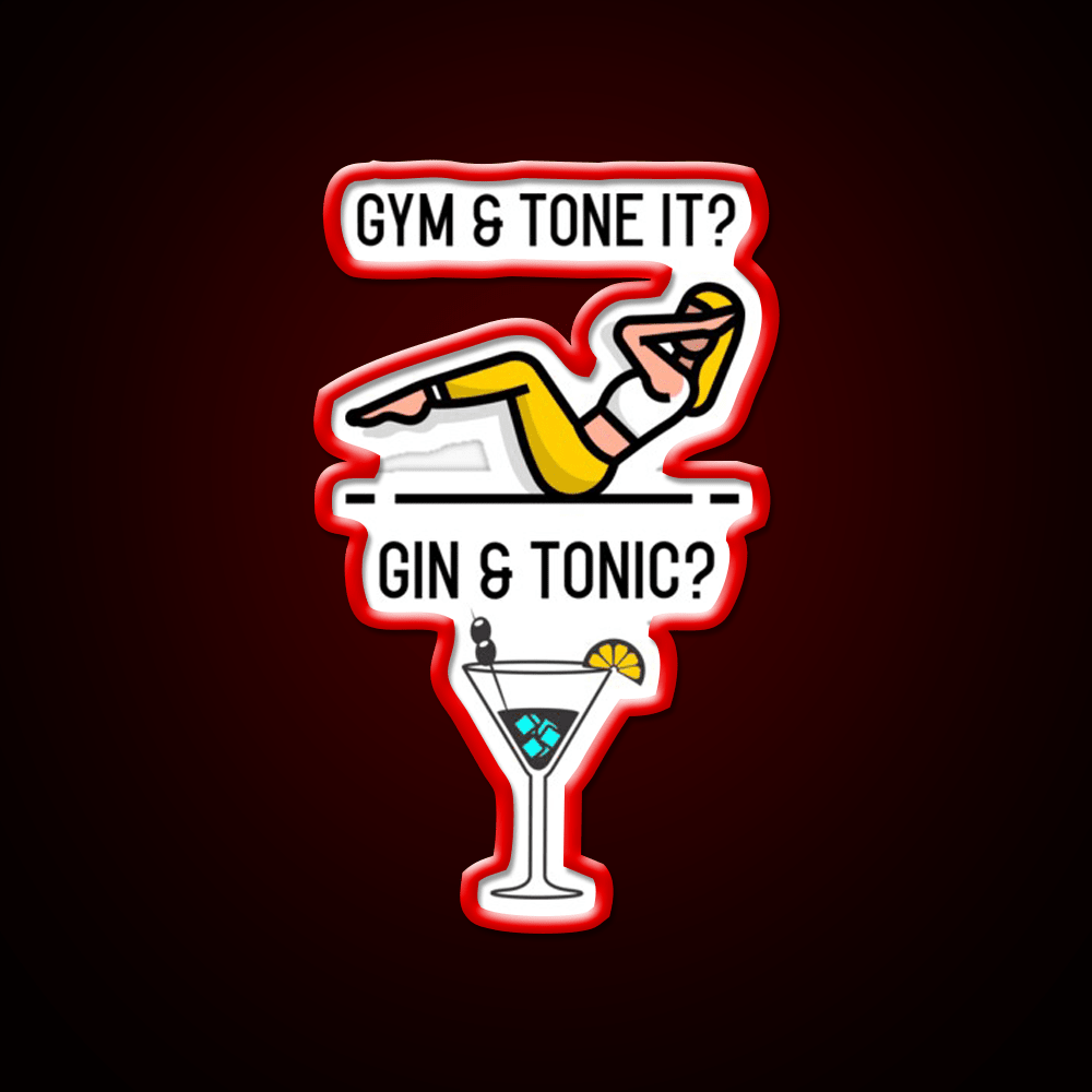 Gym Tone It Gin And Tonic Cocktail Bar Decor Led Neon Sign Rgb Color - Shineneon