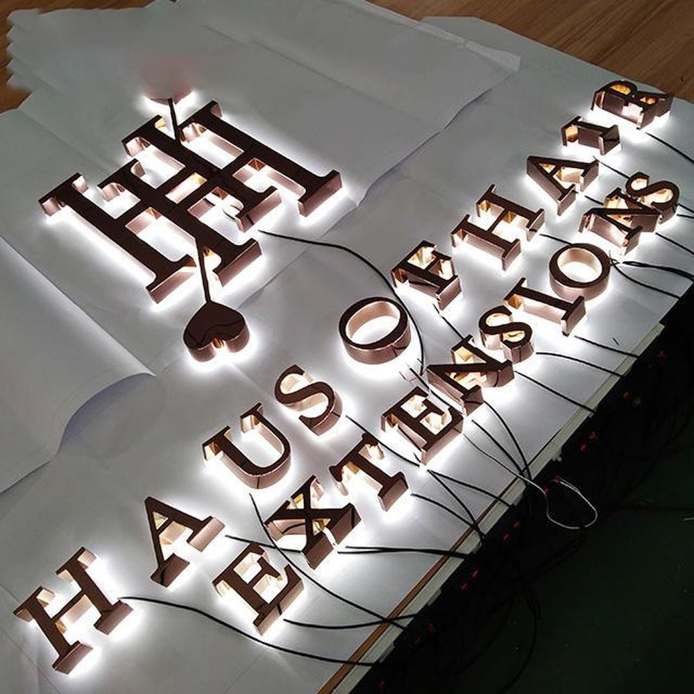 H And H Haus Of Hair Extensions 3D Backlit Letters Business Metal Led Sign - Shineneon