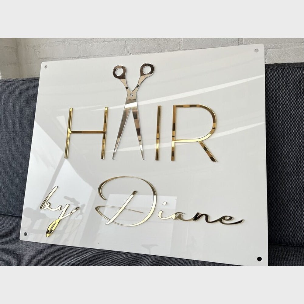 Hair By Diane Acrylic Business Logo Sign - Shineneon