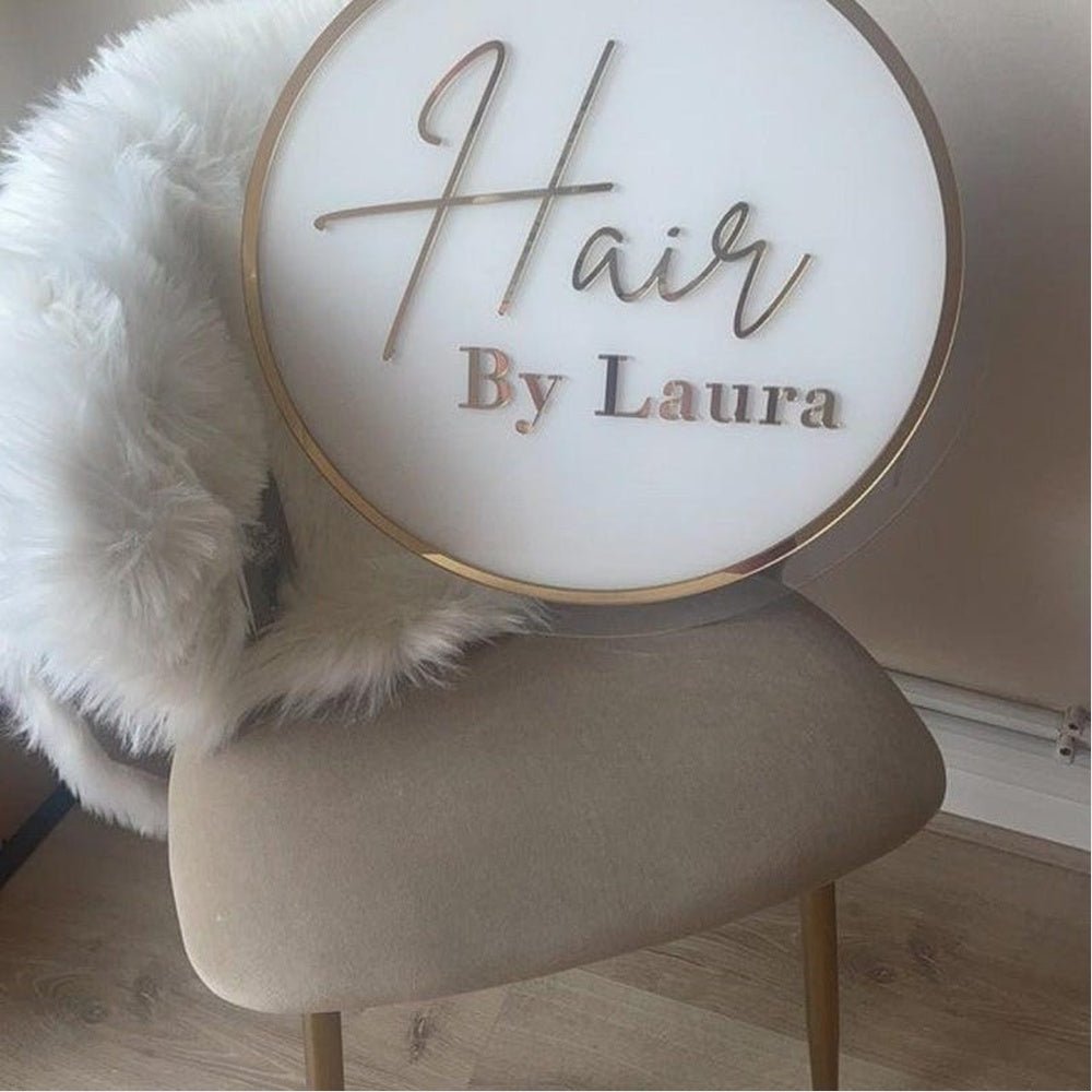 Hair By Laura Acrylic Business Logo Sign - Shineneon