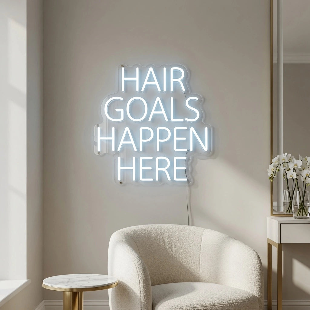 Hair Goals Happen Here LED Neon Sign Wall Neon Sign - 02 High-Converting Product Image