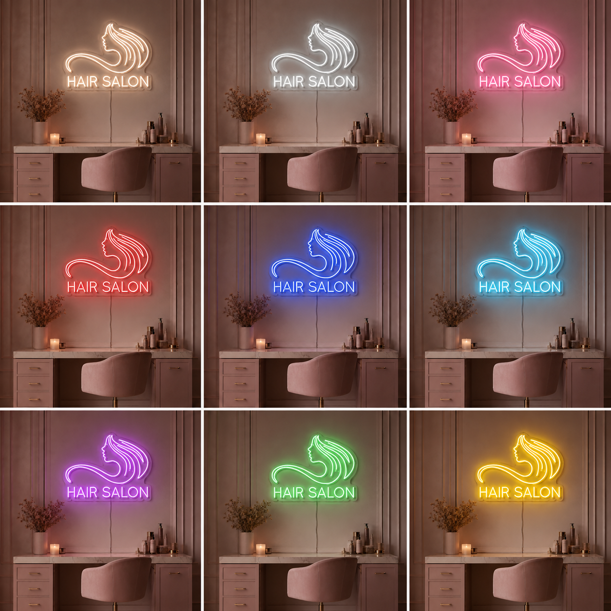 Hair Salon LED Neon Sign Bedroom Decor - 05 Color Grid