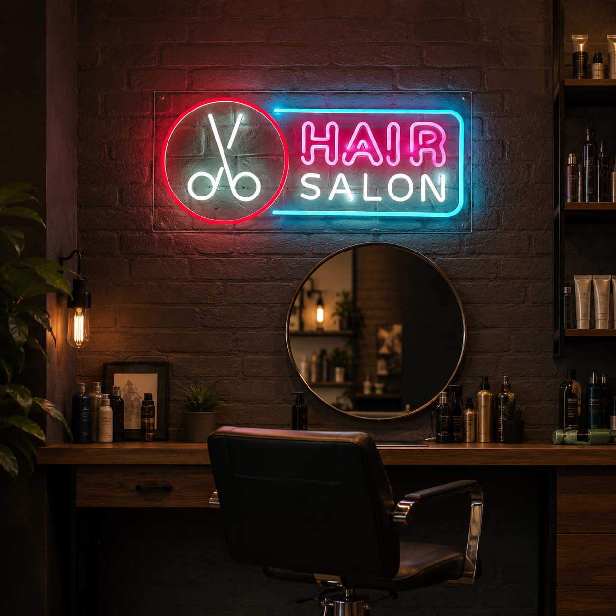 Hair Salon LED Neon Sign Home Wall Art - 03 Real Lifestyle Scene