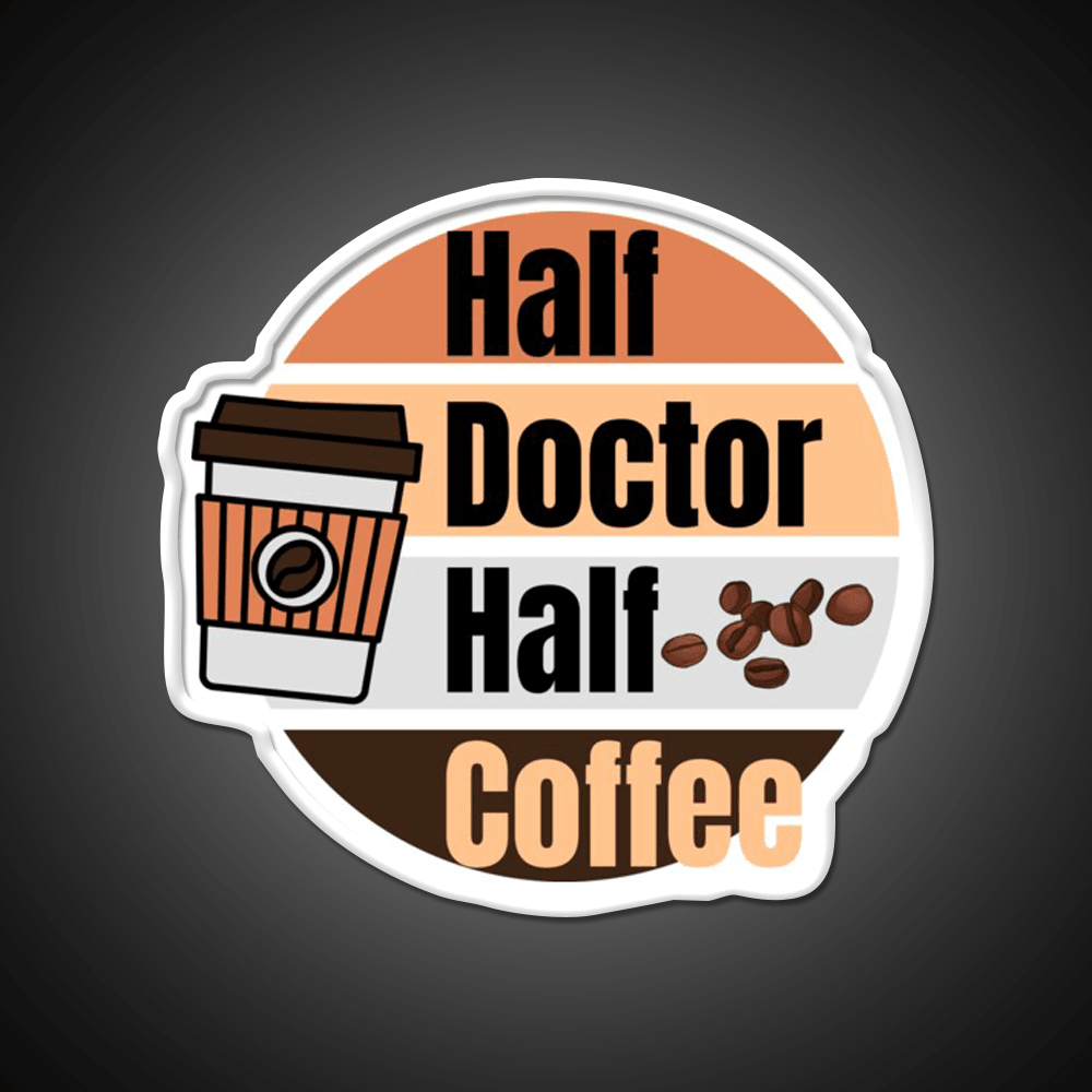 Half Coffee Half Doctor Cafe Led Neon Sign Espresso Bar Art Rgb Color - Shineneon