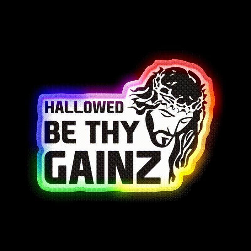 Hallowed Be Thy Gainz Gym Fitness Led Neon Sign Rgb Color