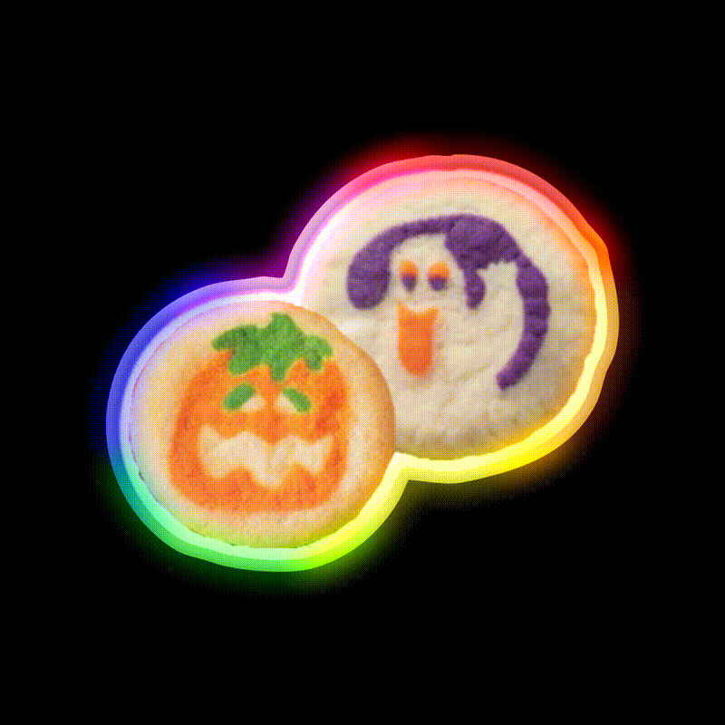 Halloween Cookies Snack Food Led Neon Sign Rgb Color - LED neon sign close-up detail