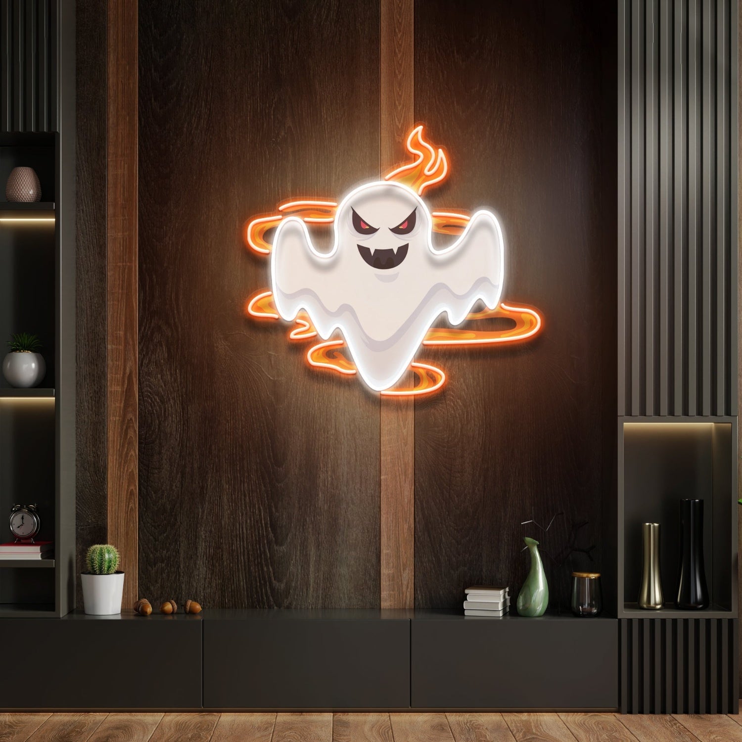 Halloween Day Ghost Fire Neon Acrylic Artwork | Shineneon