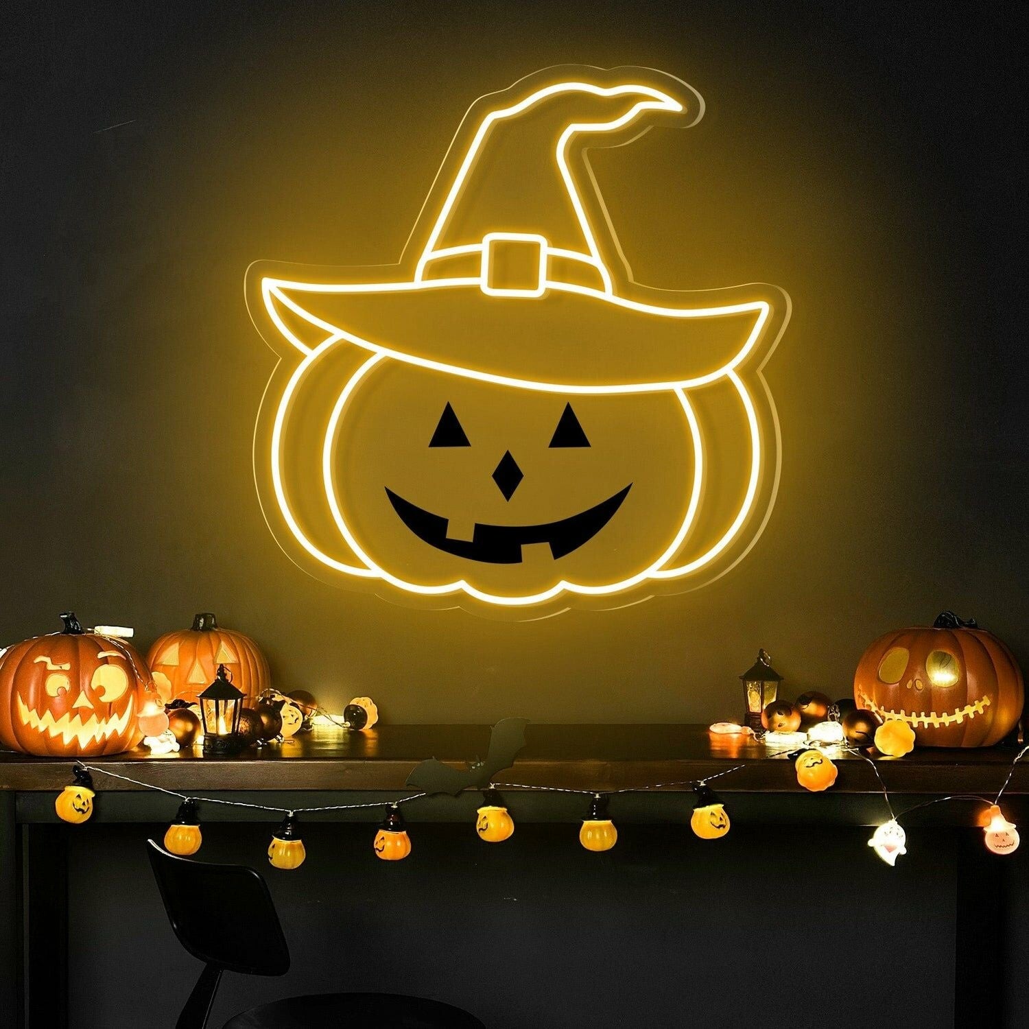 Halloween Festivities Pumpkin Hat Neon Sign For Home Decor | Shineneon