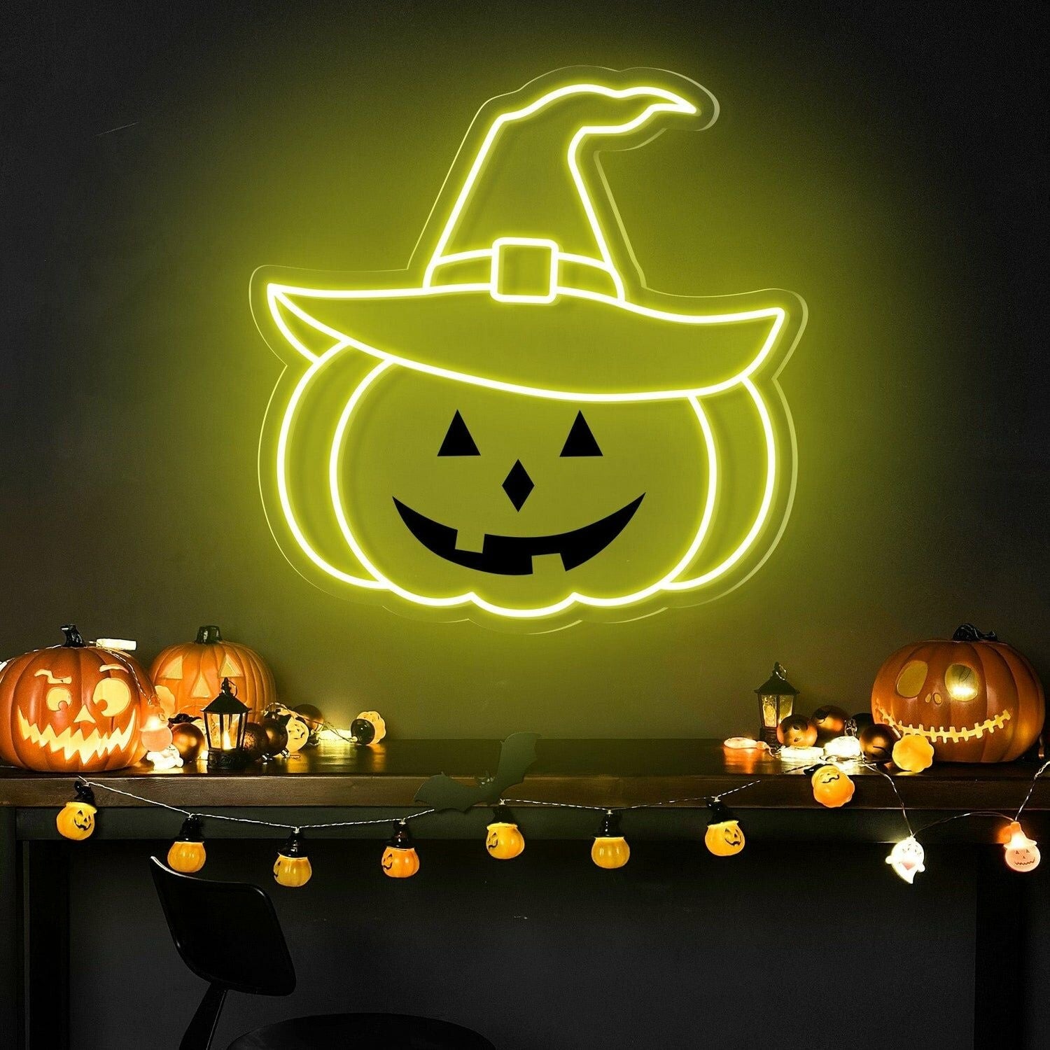 Halloween Festivities Pumpkin Hat Neon Sign For Home Decor | Shineneon
