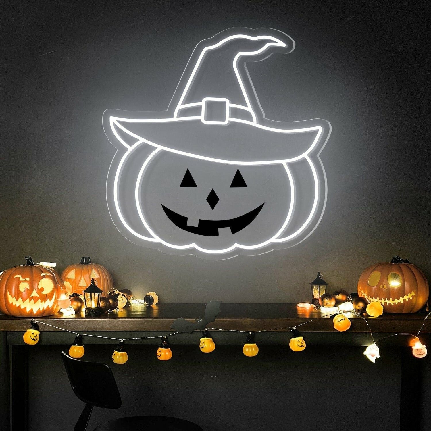Halloween Festivities Pumpkin Hat Neon Sign For Home Decor | Shineneon