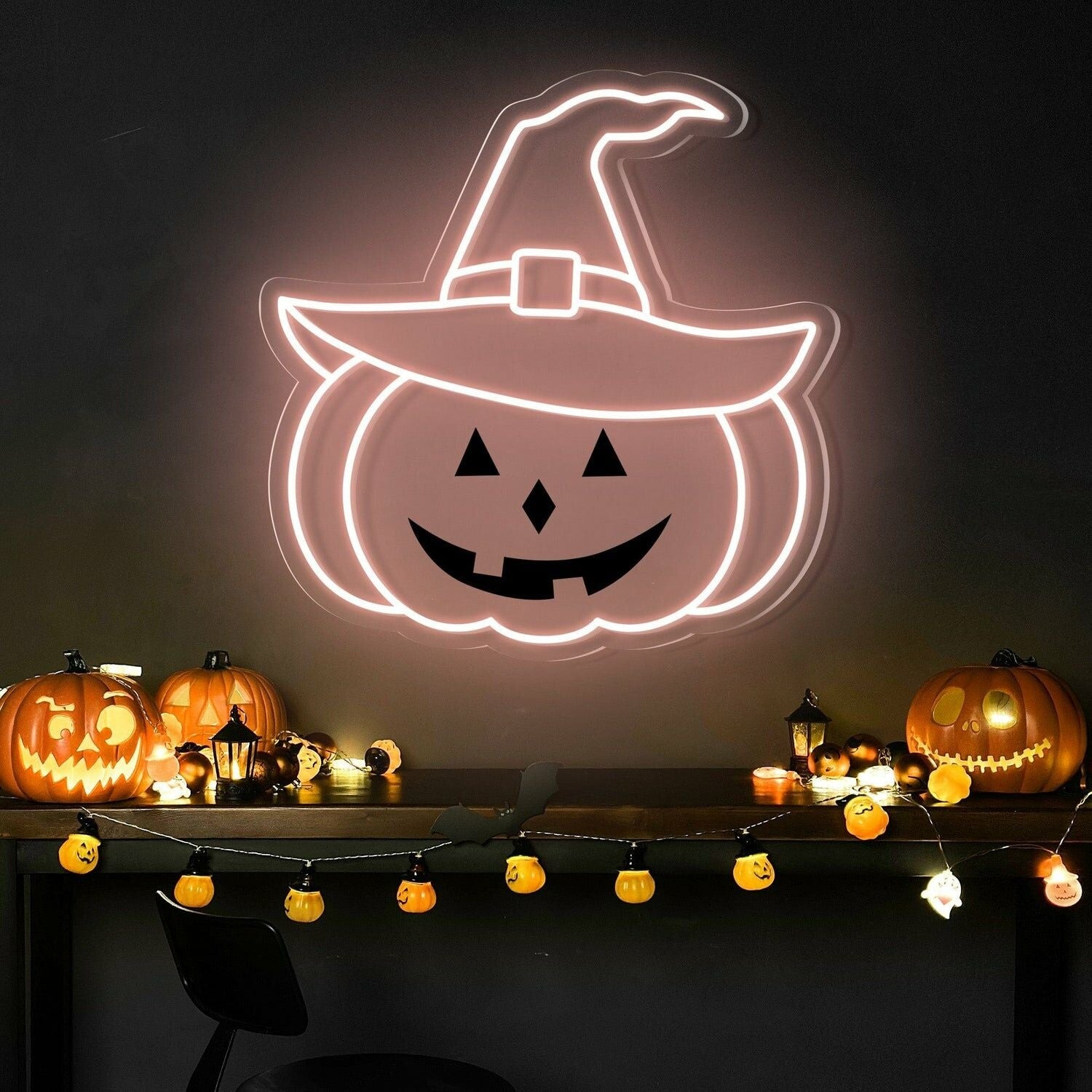 Halloween Festivities Pumpkin Hat Neon Sign For Home Decor | Shineneon