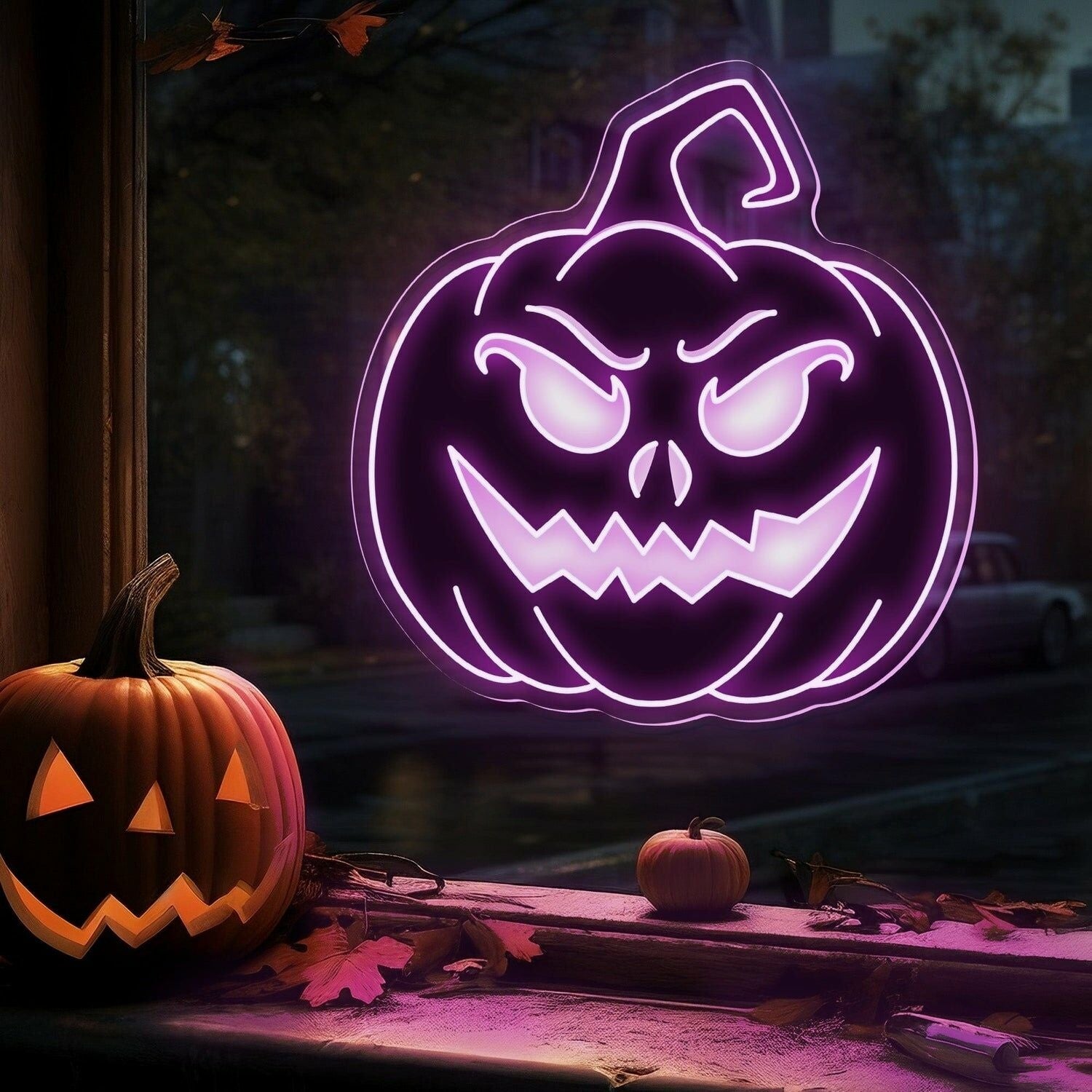 Halloween Festivities With The Devil Face Pumpkin Neon Sign | Shineneon