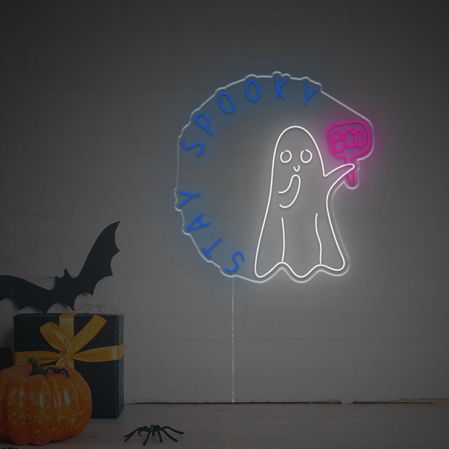 Halloween Ghost Handing A Boo Sign Led Neon Sign | Shineneon