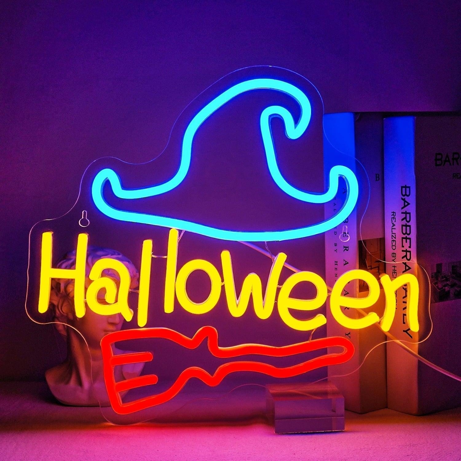 Halloween Multicolor Witch Bat Led Neon Sign For Party Decor - Shineneon