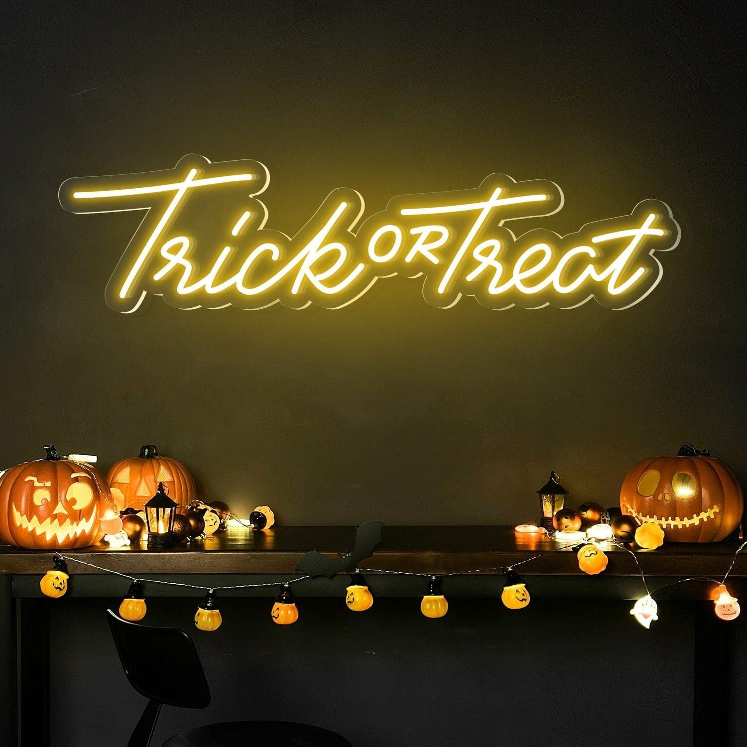 Halloween Party With Trick Or Treat Words Neon Sign | Shineneon