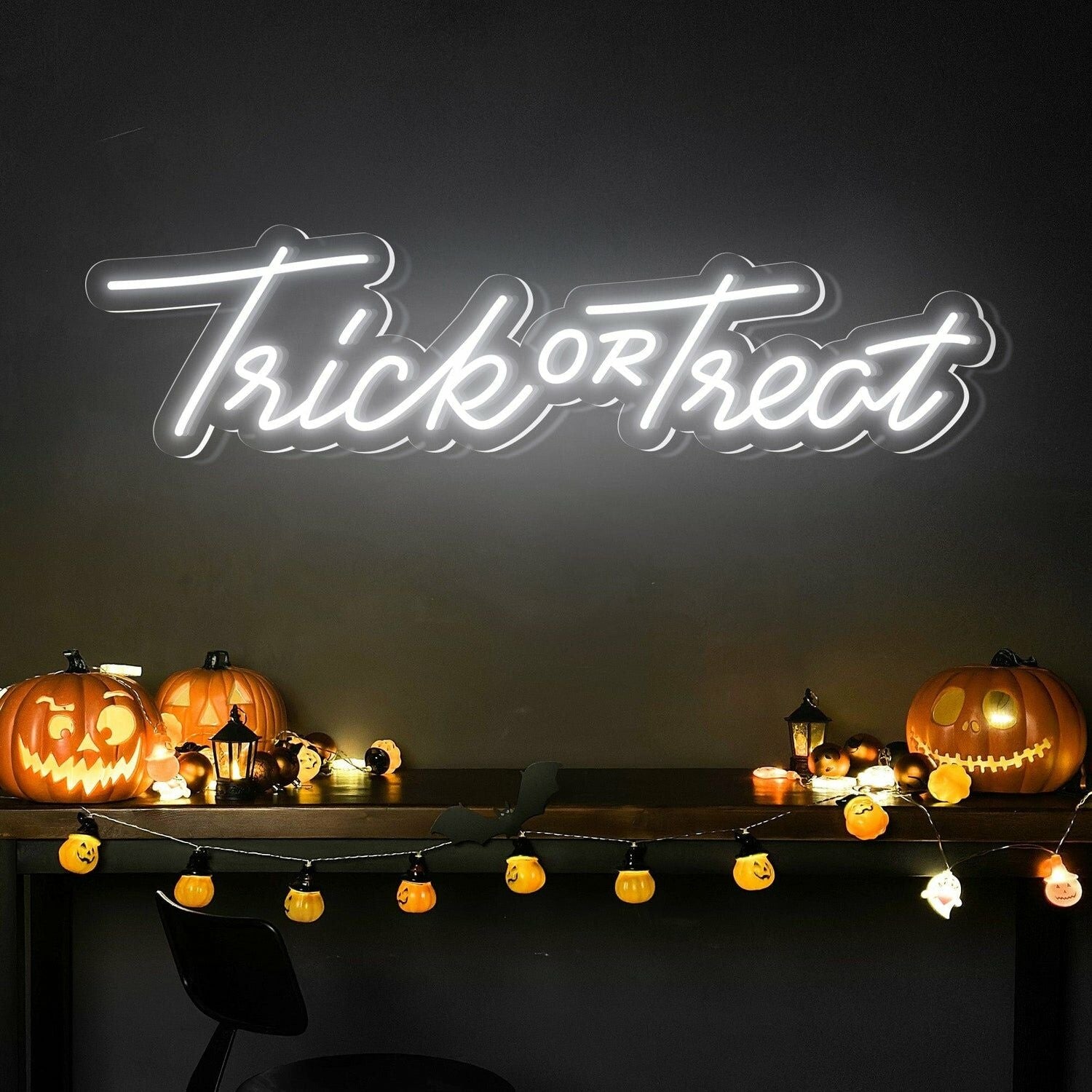 Halloween Party With Trick Or Treat Words Neon Sign | Shineneon
