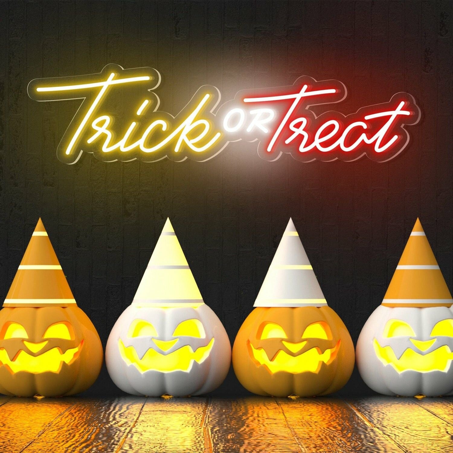 Halloween Party With Trick Or Treat Words Neon Sign | Shineneon