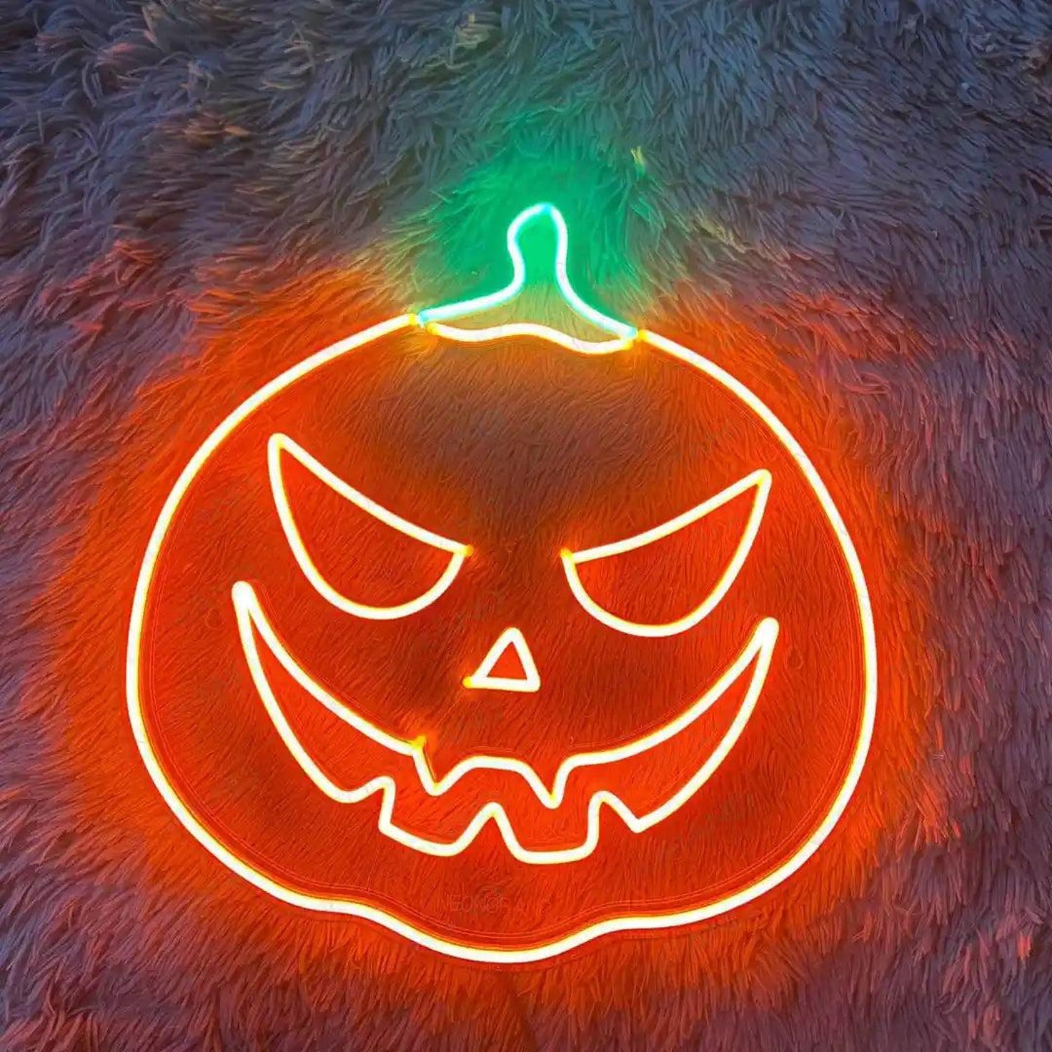 Halloween Pumpkin Face Orange Green Led Neon Sign For Indoor Outdoor Decor | Shineneon