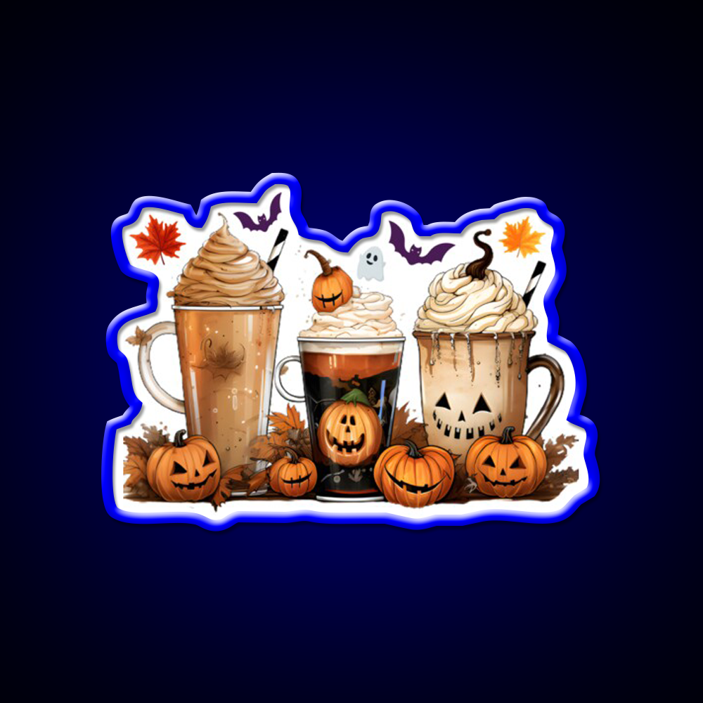 Halloween Pumpkin Spice Latte Coffee Cafe Led Neon Sign Espresso Bar Art Rgb Color