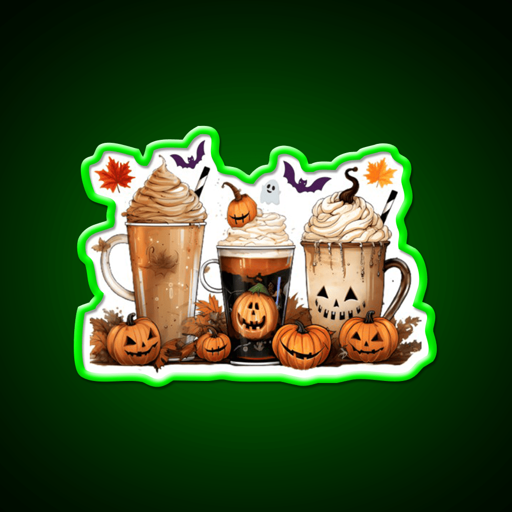 Halloween Pumpkin Spice Latte Coffee Cafe Led Neon Sign Espresso Bar Art Rgb Color - Shineneon