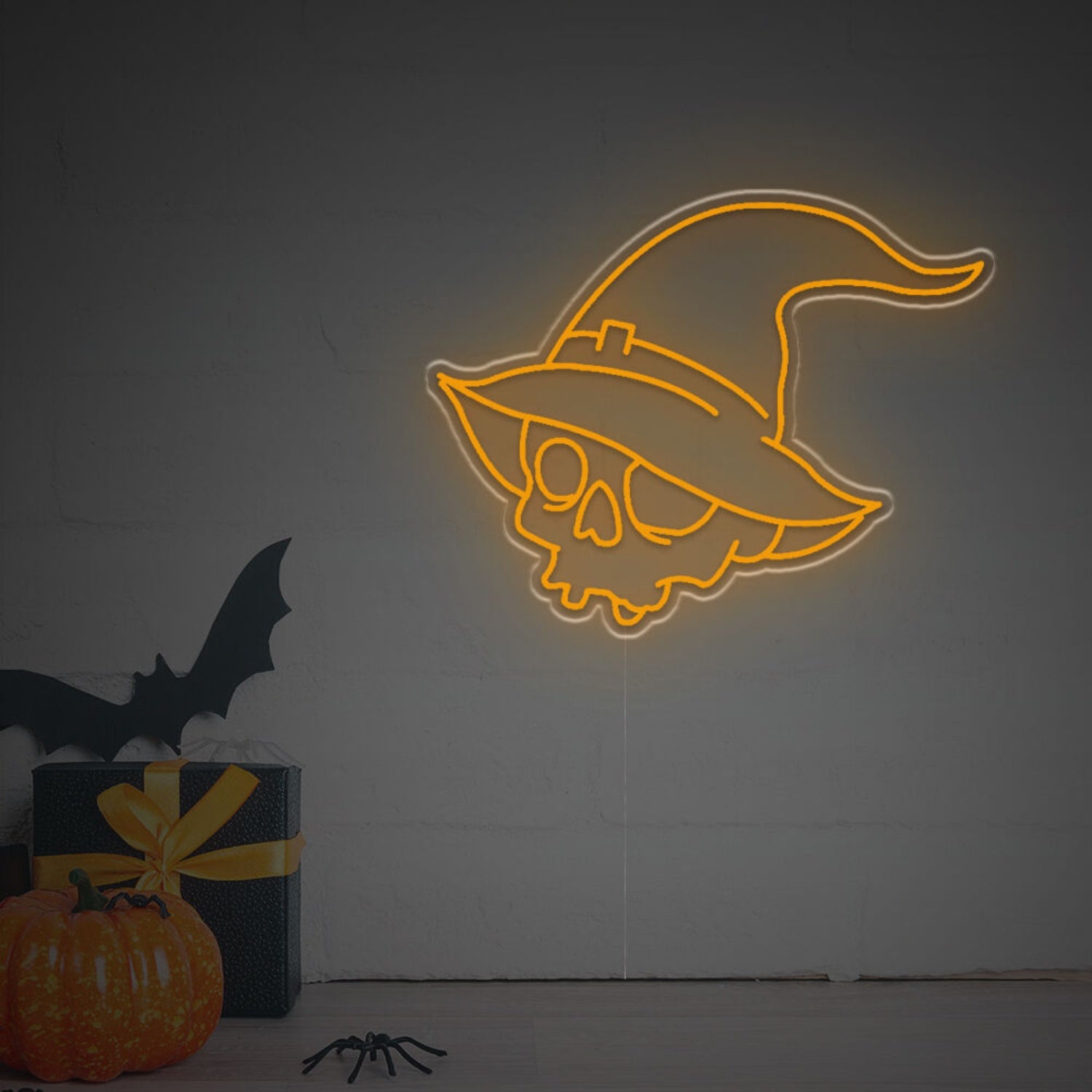 Halloween Skull Head With Magic Hat Led Neon Sign | Shineneon