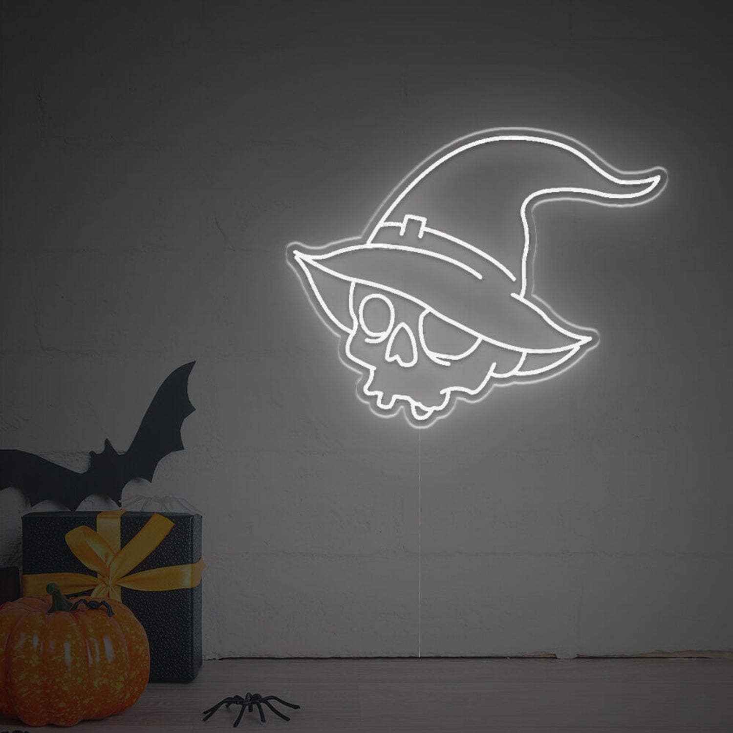 Halloween Skull Head With Magic Hat Led Neon Sign | Shineneon