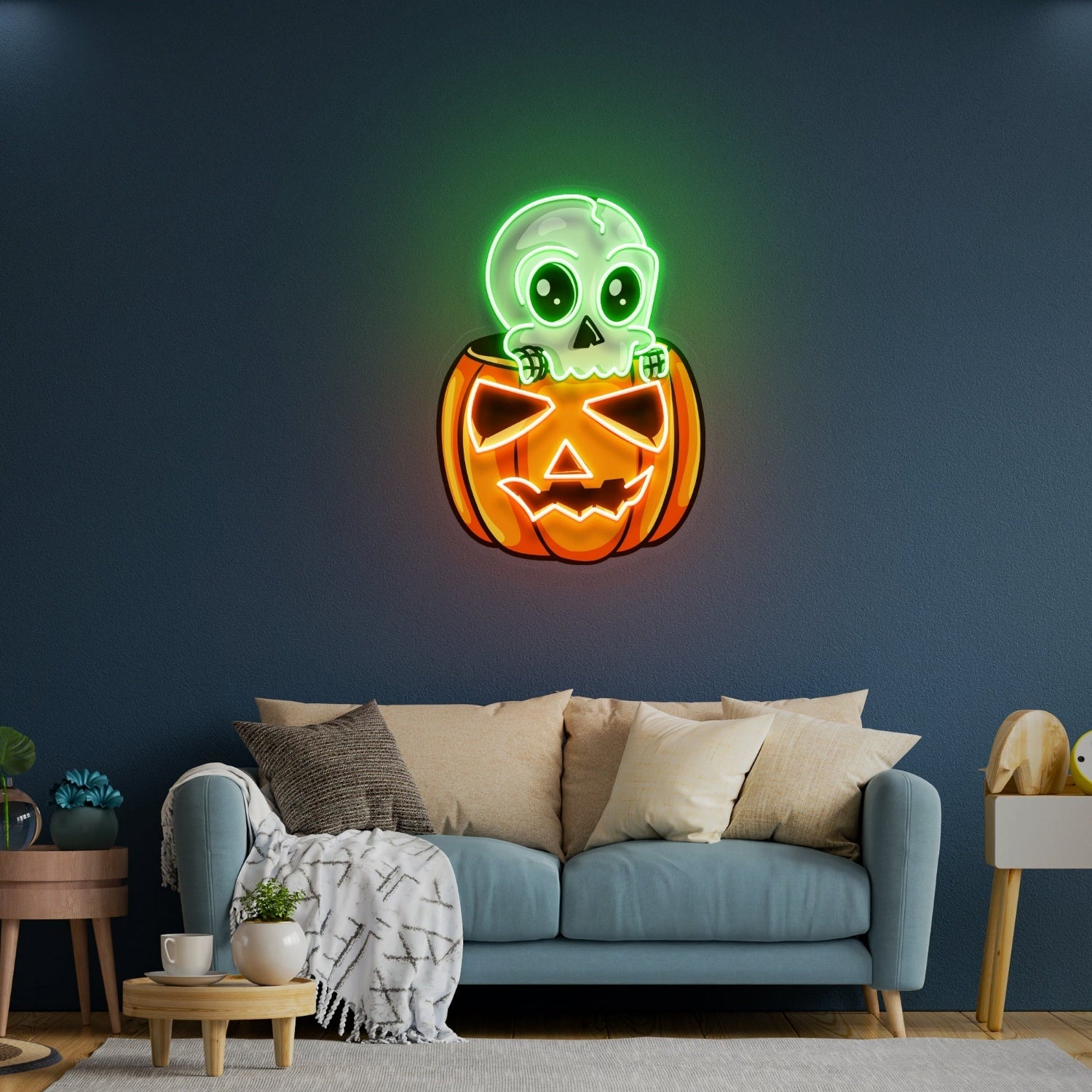 Halloween Skull Pumpkin Cute Neon Acrylic Artwork | Shineneon