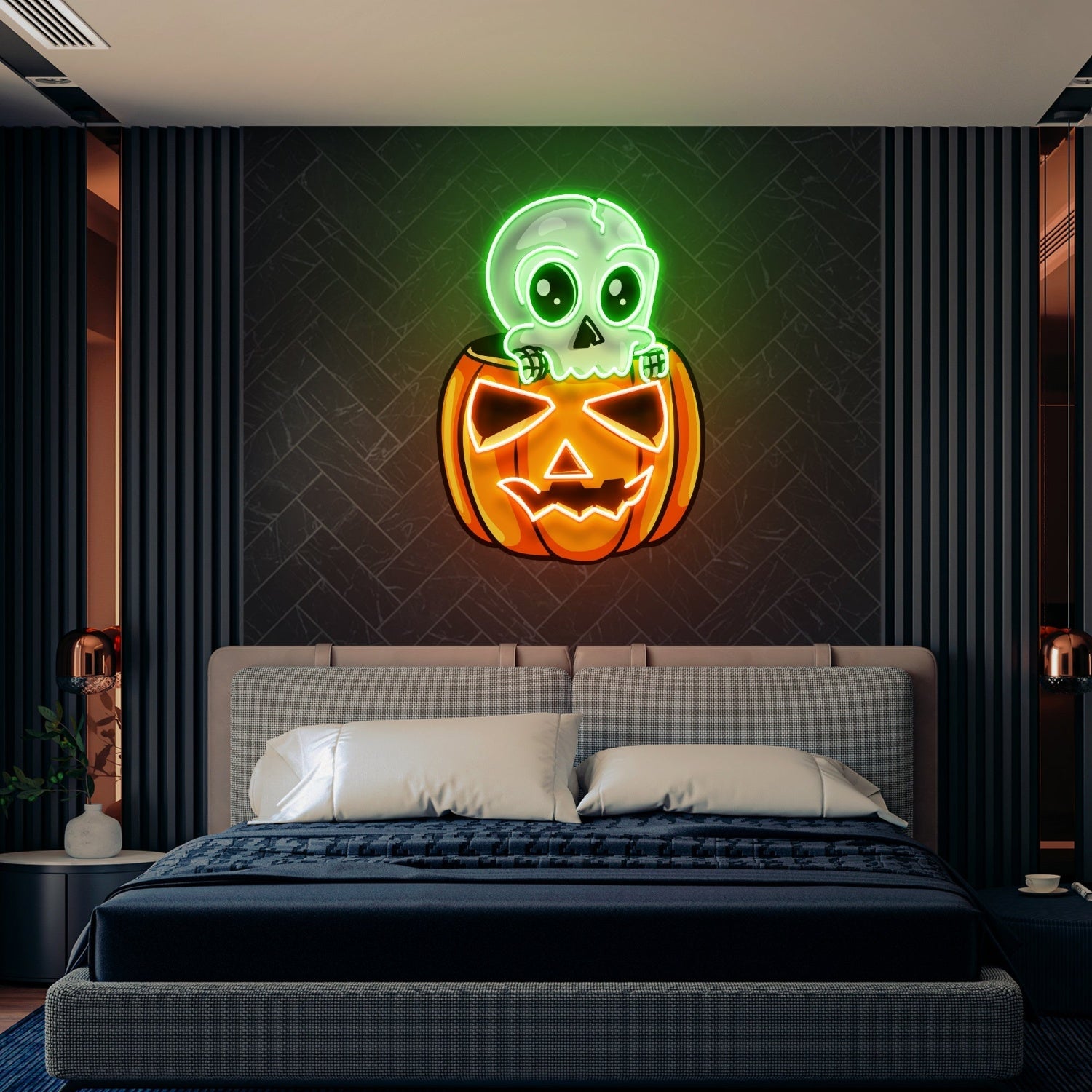 Halloween Skull Pumpkin Cute Neon Acrylic Artwork | Shineneon