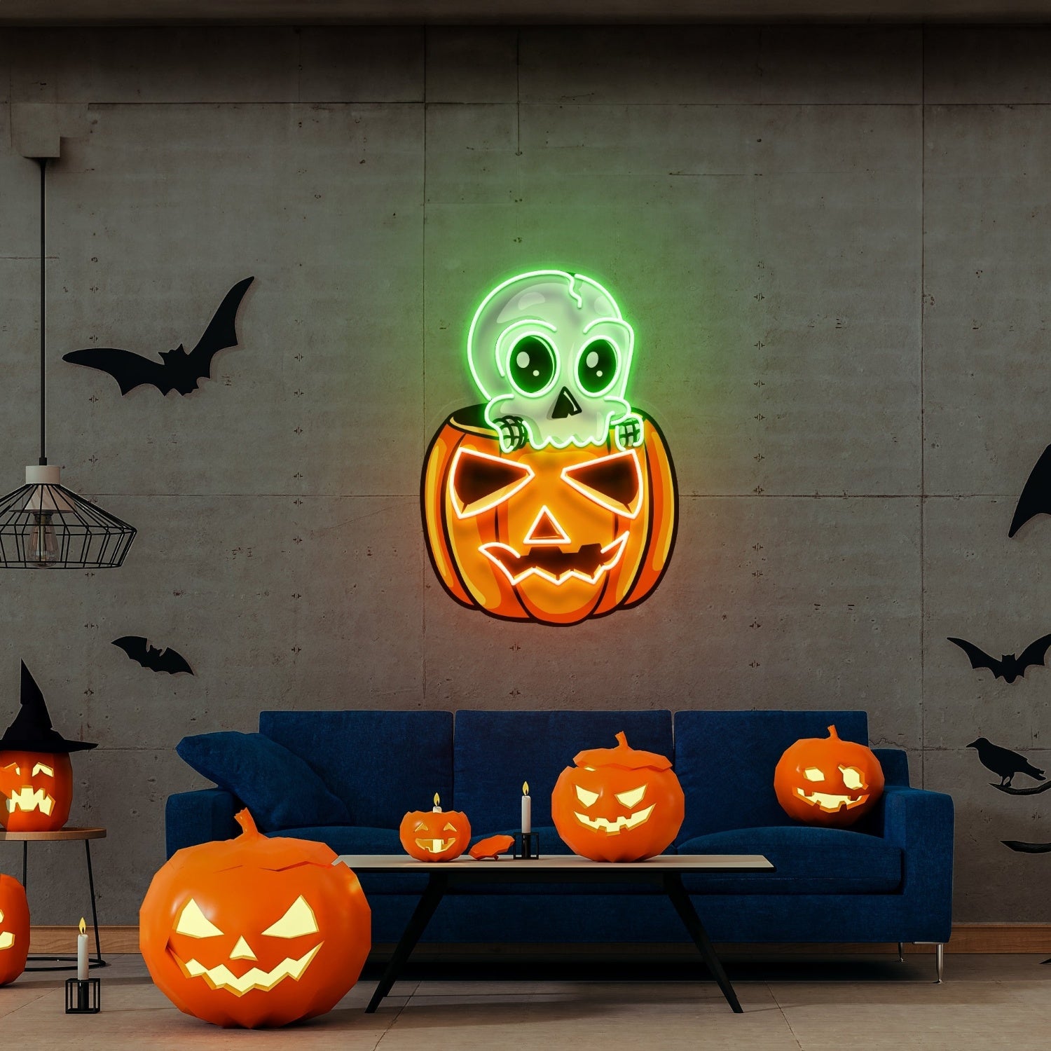 Halloween Skull Pumpkin Cute Neon Acrylic Artwork | Shineneon