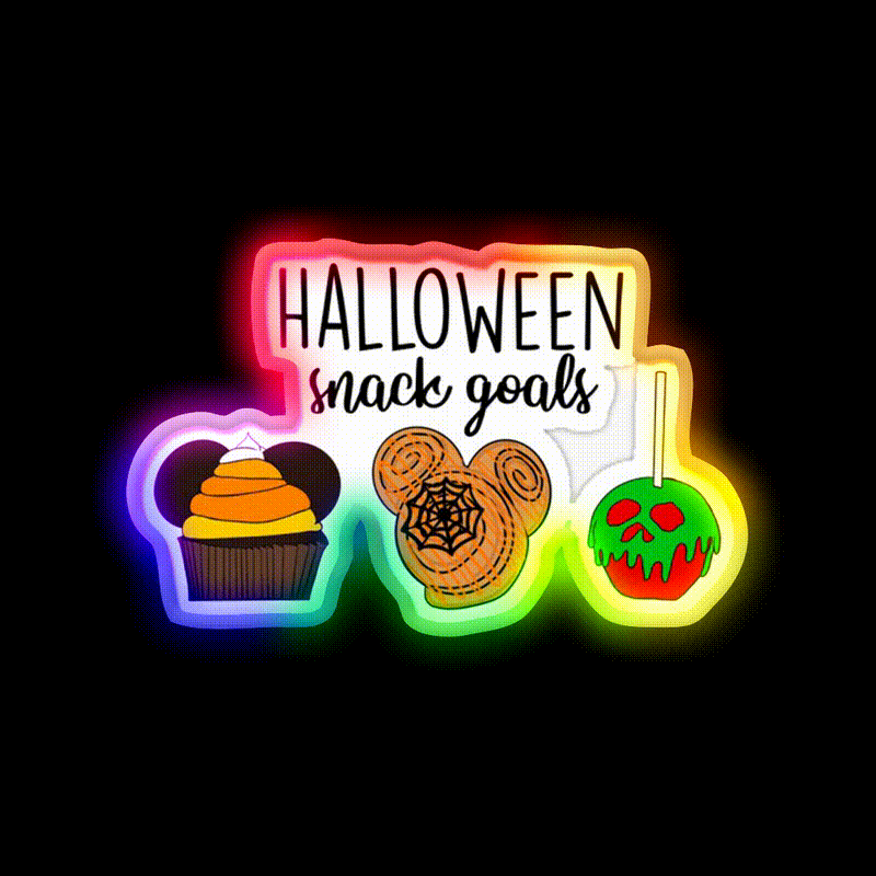 Halloween Snack Goals Snack Food Led Neon Sign Rgb Color - LED neon sign close-up detail