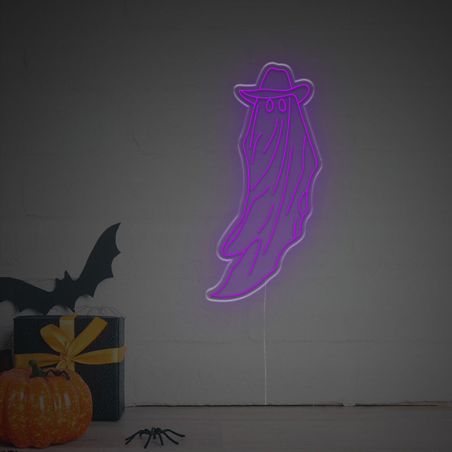 Halloween Tall Ghost With Hat Led Neon Sign | Shineneon