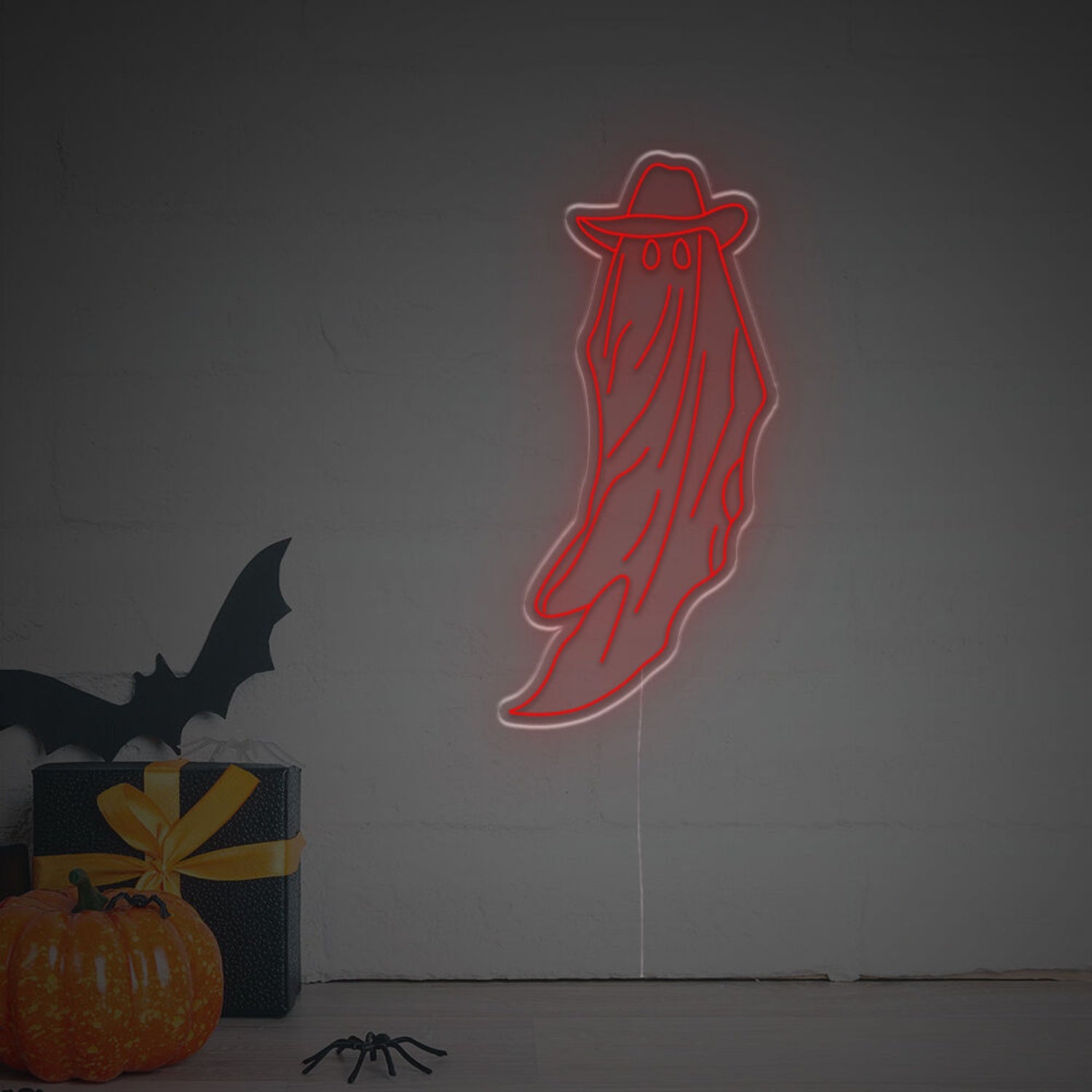 Halloween Tall Ghost With Hat Led Neon Sign | Shineneon