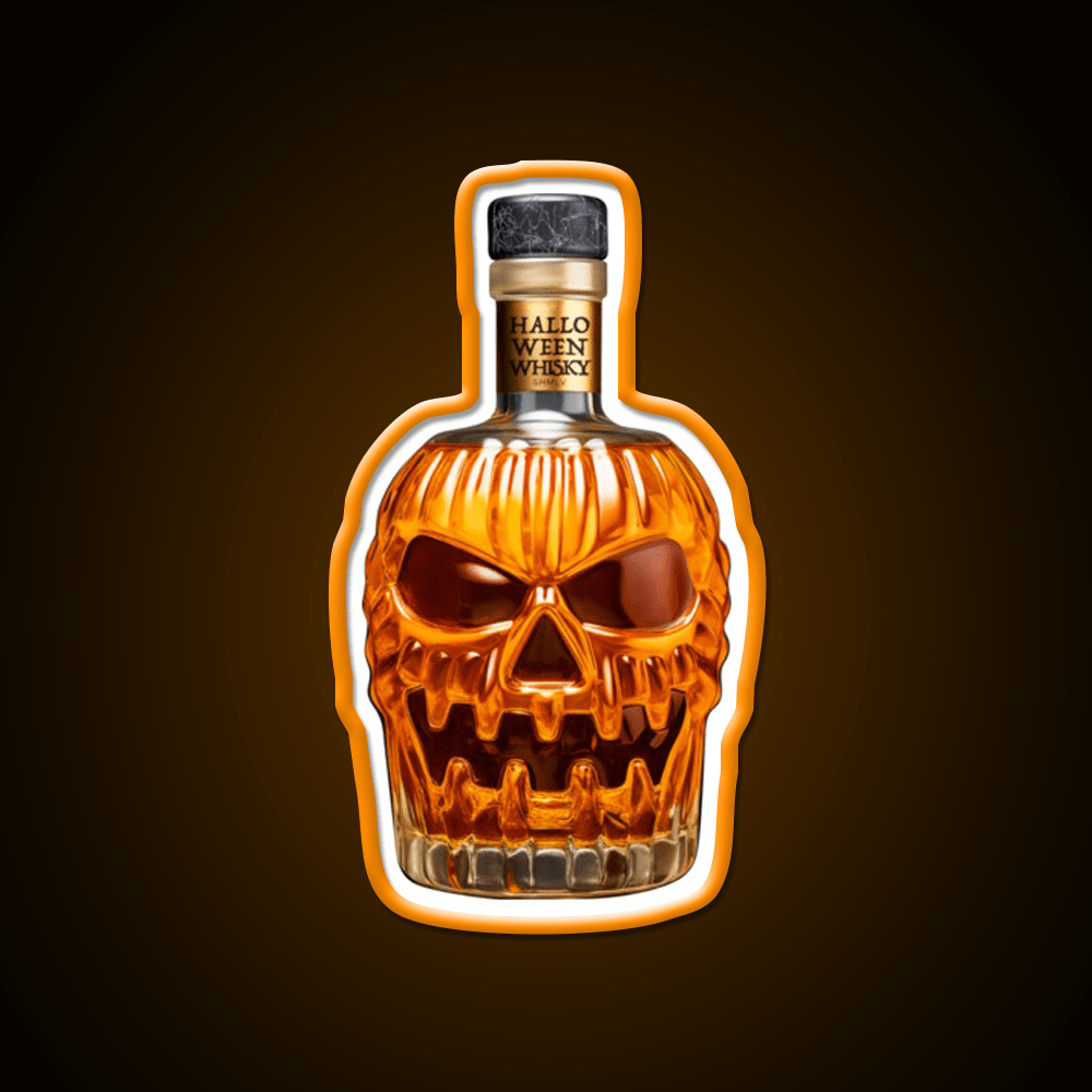 Halloween Whisky Pumpkin Bottle Whiskey Drink Bar Led Neon Sign Rgb Color - Shineneon