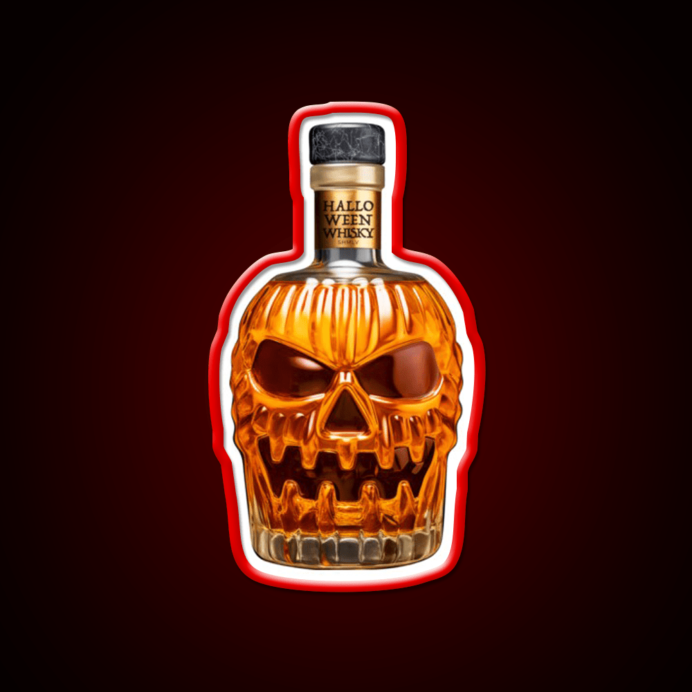 Halloween Whisky Pumpkin Bottle Whiskey Drink Bar Led Neon Sign Rgb Color - Shineneon