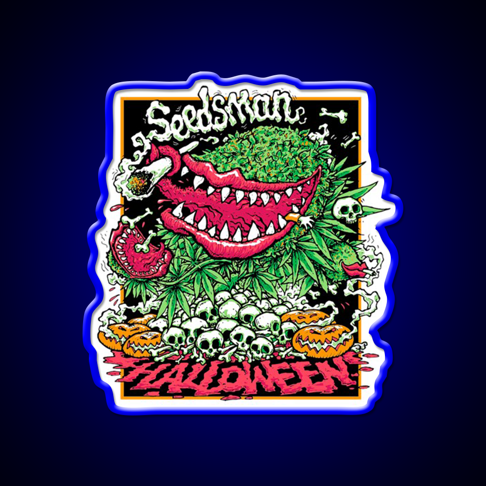 Halloweens Carnivore Seeds Hemp Inspired Green Leaf Led Neon Sign Rgb Color - LED neon sign view 5