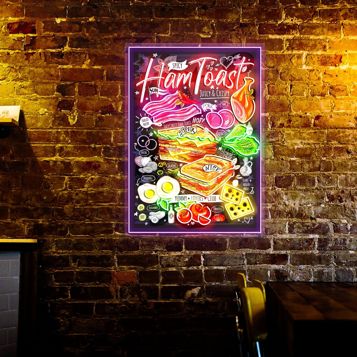 Ham Toast Fast Food Menu Acrylic Led Sign | Shineneon