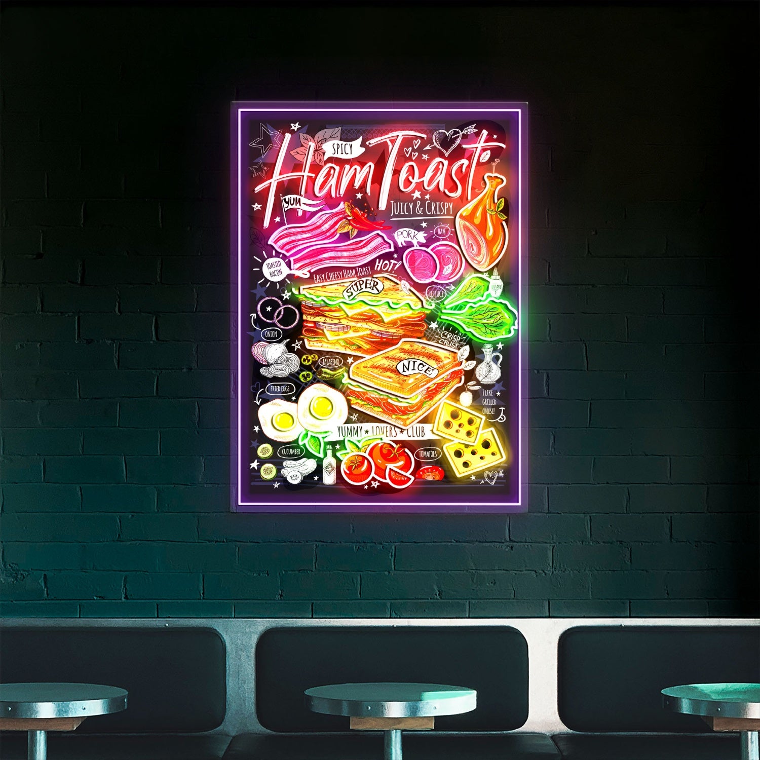 Ham Toast Fast Food Menu Acrylic Led Sign | Shineneon