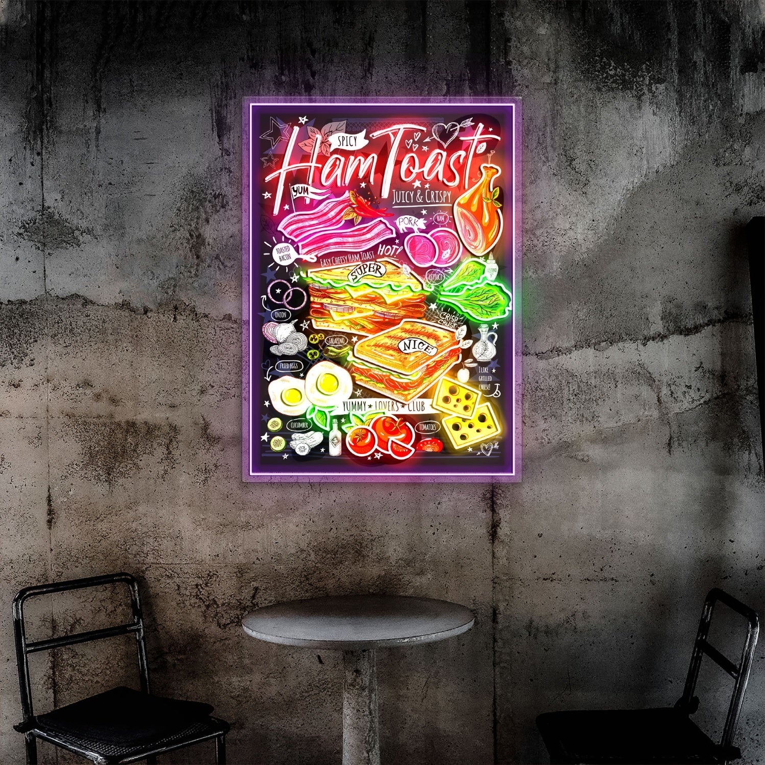 Ham Toast Fast Food Menu Acrylic Led Sign | Shineneon