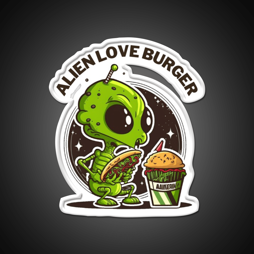 Hamburger Alien Love Burger Fast Food Led Neon Sign For Burger Place Rgb Color - Shineneon